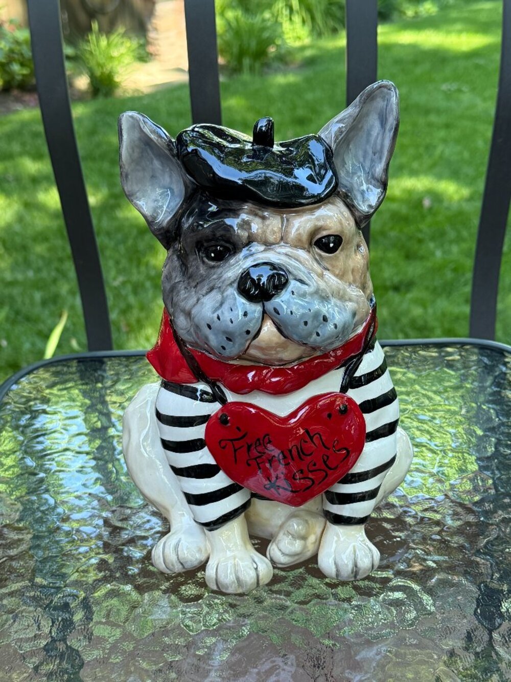“Free French Kisses” Ceramic French Bulldog Figurine by Blue Sky Clayworks, Inc.